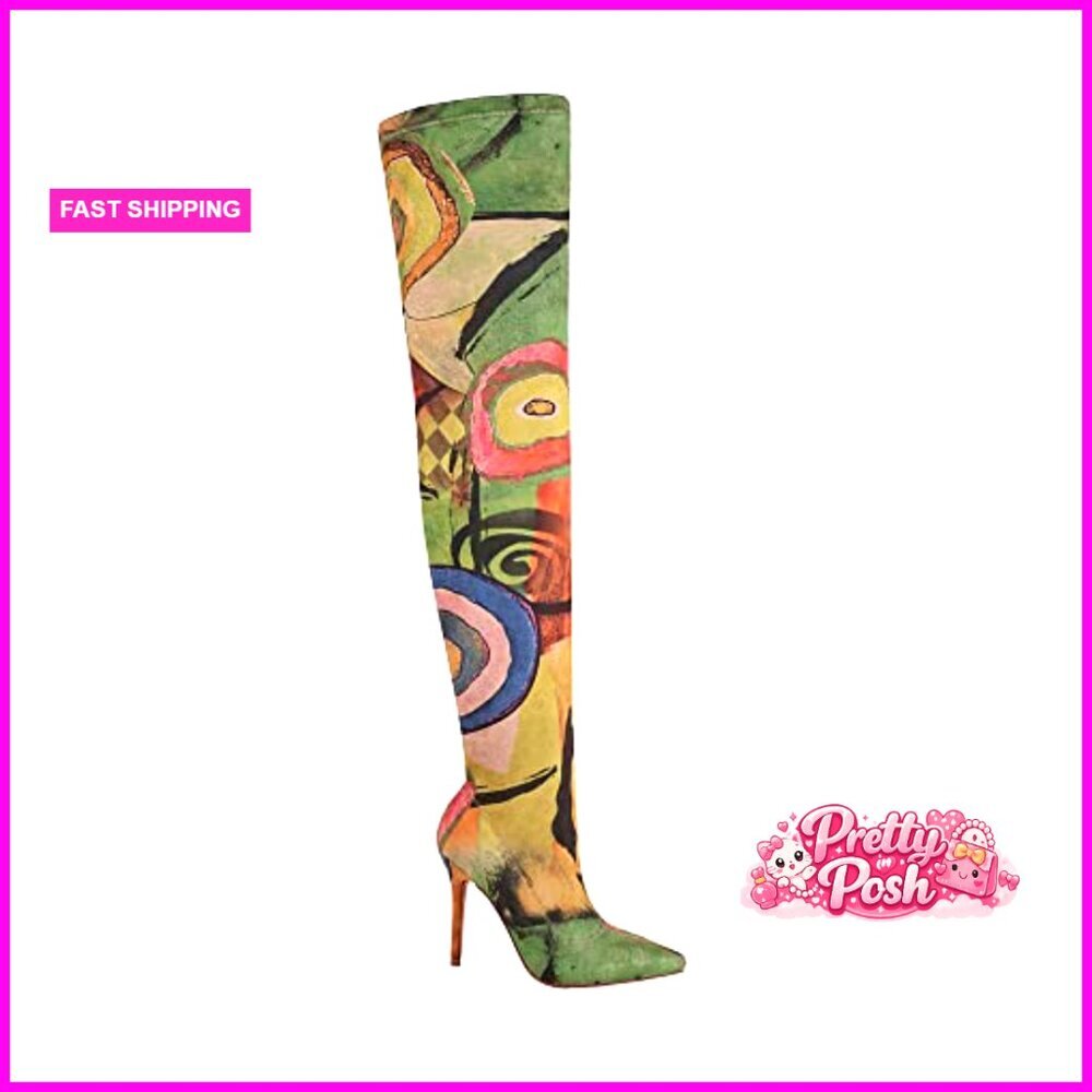 Thigh High Boots Pointed Toe Stiletto Heel Over The Knee Denim - Picture 5 of 7